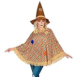 Widmann - Kostüm Vogelscheuche, Poncho und Hut, Motto-Party, Karneval, Halloween