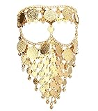 Astage Women Carnival Coin Veil Cosplay Face Chain Party Belly Dance Jewelry Gold
