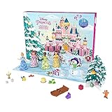 DISNEY Princess Adventskalender - 24 Türchen mit Geschenken rund um beliebte Filmfiguren wie Tiana, Cinderella und Belle, inklusive 4 kleinen Prinzessinnenpuppen, HLX06
