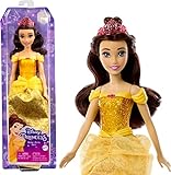 Disney Princess Spielzeug, bewegliche Belle-Modepuppe mit glitzernder Kleidung und Accessoires, inspiriert vom Disney-Film, Geschenk für Kinder, HLW11