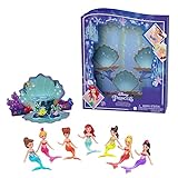 Disney Princess Arielle - Geschichtenbuchset von Arielle und 7 Meerjungfrauenfiguren, Unterwasser-Verpackung, für Kinder ab 3 Jahren, HLW96