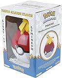 Pokemon 811354 Pikachu Radio Wecker , Pokéball Uhr mit Licht und Temperaturanzeige PVC rot