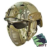 YOROOW Paintball Schutzhelm Camo Gesicht Airsoft Schneller Helm mit Stahlgitter Maske und Goggle-Satz, PUBG Cosplay CS Game Gear für Dschungel-Jagd-Moto,Cp