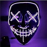 Sinwind LED Purge Maske, The Purge Maske, Halloween Maske LED, LED Mask mit 3 Blitzmodi für Party Halloween Fasching Karneval Kostüm Cosplay Dekoration (Lila)