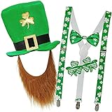 com-four Leprechaun, Kobold Kostüme zum St. Patricks Day - Outfits und Accessoires für das grüne, irische Fest - Für Fasching, Fastnacht, Karneval, Parade, Motto-Party, Irish Pub (04-teilig - Set02)