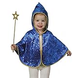 KarnevalsTeufel Kinderkostüm Cape Zauberer Gute Fee - Umhang in blau für Kleinkinder (86)
