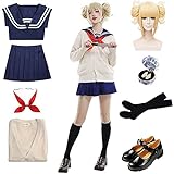 Cosplay Himiko Toga Cosplay Outfit Toga Himiko Perücke Schuhe Kostüm Set Anime Schulmädchen Uniform für Halloween Karneval