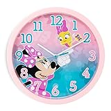 damaloo Minnie Mouse Wanduhr Kinder mit 24cm Durchmesser - Minnie Maus Kinderuhr Wand als Kinderzimmer Uhr zum Lernen der Uhrzeit - Wall Clock Kids - Deko Kinderwanduhr Mädchen & Jungen - Lernhuhr