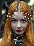 Zoestar Boho-Stirnkette in Gold mit Monden, für Festivals, Abschlussball, Haarschmuck, Mode-Stirnband für Frauen und Mädchen