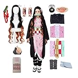 kelihood Japanischer Anime Demon Slayer Cosplay: Kamado,Nezuko-Cosplay Kostüm Kimono Set Anime Cosplay Kostüm Erwachsene Kimono Halloween Kostüm-Erwachsene_S