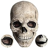 Skelett Halloween Maske Herren,Totenkopf Maske Erwachsene,Skelett Schädel Horror Maske mit Beweglichem Kiefer,Halloween Deko Schädelmaske Skelettmaske