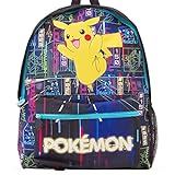 nzierter Pokemon Rucksack Glow in The Dark | Großer Pokemon Rucksack mit Pikachu | Offizieller Pokemon Schulranzen für Jungen und Mädchen | Kinder Pokemon Taschen
