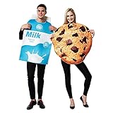 thematys Milk & Cookies Partnerkostüm Milch und Kekse Kostüm einteiliger Überwurf Verkleidung für Erwachsene in Einheitsgröße - Verkleidung für Karneval, Mottowoche & Cosplay (Milk & Cookies)