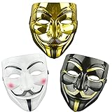 Nesloonp Halloween Maske, V for Vendetta Maske Erwachsene /Kinder, Game Master Maske Guy Masken, Fancy Carnival Adult Kostüm Accessories Motif Weiß(3PCS )