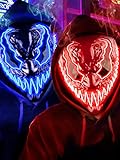 Venobat LED Halloween Maske, 2 Pack Horror Leuchtende Maske mit dunklen und bösen leuchtenden Augen, 3 Beleuchtungsmodi für Kinder Cosplay Maskerade Party Karneval, Geschenk für Herren und Damen