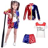 CICCB-DAMOY Kinder Mädchen Kleidung FancyDress CosplayCostume Outfit Mantel Shorts T-Shirt Set Rot (Rot, XL=130-140 cm)