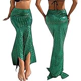 Rouyamiao Damen Meerjungfrau Schwanz Kostüm Hohe Taille Fancy Party Pailletten Maxi Kleid Schwanz Rock Gr. 40, grün