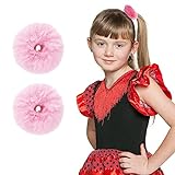 Sibba Haargummis aus Kunstfell elastisch Haarband Seil Armband flauschige Pompons Pferdeschwanz-Halter Styling-Zubehör für Frauen und Mädchen (2 Stück Rosa)