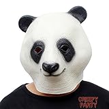 CreepyParty Halloween Kostüm Party Tierkopf Latex Maske Panda Karneval Masken
