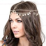 Runmi Kopfkette Pailletten Quasten Braut Kopfschmuck Gold Stirnband Festival Haarschmuck für Frauen und Mädchen