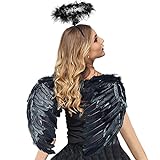 GugnRyAc Engels flügel Kostüm Federn, Engelsflügel mit Heiligenschein für Kinder Erwachsene für Fasching Karneval Cosplay Party Halloween