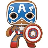 POP Marvel: Holiday – Gingerbread Captain America Funko Pop! Vinyl-Figur (gebündelt mit kompatibler Pop-Box-Schutzhülle), mehrfarbig, 9,5 cm