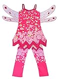 Lito Angels Mia and Me Kostüm Kleid Kinder Mädchen mit Flügel und Hose Verkleidung Cosplay Pink Größe Gr. 7-8 Jahre 128
