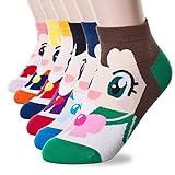 Yancos Sailor Moon Cute Cartoon Socken 6 Paar, Mehrfarbig, Einheitsgröße
