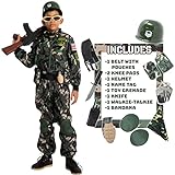Spooktacular Creations Camo Trooper Costume Outfit for kids, Halloween Dress Up, Role-Playing, and Carnival Cosplay (Medium ( 8- 10 yrs))