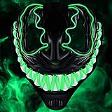 Balinco LED Venom Maske mit 3 Leuchtmodi - perfekt für Techno DJ | Halloween | Cosplay | Karneval | Gruselmaske | Neon Maske | als Ergänzung zum Horror Kostüm (Grün)