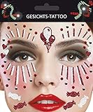 Gesichts-Tattoo Kölle Alaaf Karneval Köln 1.FC Brings Dom Zunge Wappen (Clown rot/weiss)