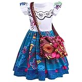 Atorcher Encanto Mirabel Kleid für Mädchen, Mädchen Mirabel Isabela Kostüm Kinder, Mädchen Prinzessin Kleid Kostüm Set mit Tasche