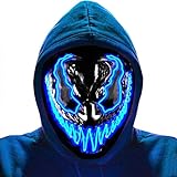 YXIAOJIE 2023 Upgrade LED Maske mit 3 Leuchtmodi, Halloween Gruselmaske für Männer Frauen Kinder, Horror Glowing Mask für Halloween Karneval Cosplay Kostüm Maskerade Partys (blau)
