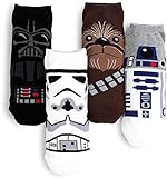 Star Wars Socken Kollektion, 4 Paar, Low-Cut, Einheitsgröße, Einheitsgröße