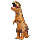 Zi Xi & Zi Qi Inflatable Dinosaur T-Rex, Aufblasbares Dinosaurier Kostüm, Inflatable Dinosaur Maskottchen, Party Kostüm, Kostüm Explosions Halloween Cosplay Party, for Erwachsene (Classic Brown)