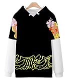 Anime Sweatshirt 3D Druck Kapuzenpullover Muzan Kibutsuji Cosplay Kostüm Herren Damen Unisex Schwarz S (Chest 98cm)