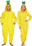 Silver Lilly Ananas-Kostüm für Erwachsene, schmaler Einteiler, Obst-Pyjama, gelb, X-Large
