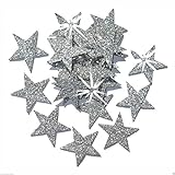 Selbstklebende Glitzer-Sterne, Stern-Aufkleber, zum Selbermachen und kreativen Gestalten von Karten, Weihnachten, 25 mm silber