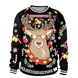 Lulupi Unisex Weihnachtspullover 3D Druck Hässliche Lustige Christmas Pullover Weihnachten Pärchen Weihnachtspulli Led Ugly Sweater Jumper Shirt