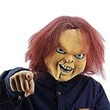 NUWIND Gruselige Maske für Kinder Chucky Action Figuren Maskerade Halloween Party Fasching Horror Gesichtsmaske mit braunen Haaren