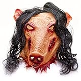 GOODS+GADGETS Horror Schweinemaske Pig Schweine Latex Maske Schwein Grusel Horrormaske Schweine-Perrücke Halloween