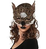 KarnevalsTeufel Eulen Domino Tier Maske mit Federn und Schnabel tierisch Halbmaske Accessoire