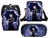 LiuXueSong Wednesday Addams Rucksack Taschen Nevermore Hot Topic Academy Addams Family Schoolbag (Black4, One Size)