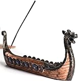 JUEYEEK Räucherstäbchenhalter, Drachenboot, Wikingerboot, Räucherstäbchenhalter, handgeschnitzt, traditionelles Design
