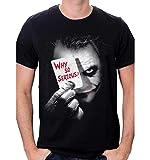 cotton division Herren Joker Why So Serious T-Shirt, Schwarz, XL
