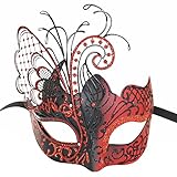 Maskerade-Maske für Frauen Venezianische Maske/Halloween/Party/Ball Prom/Karneval/Hochzeit/Wanddekoration (Rot/Schwarzer Schmetterling)
