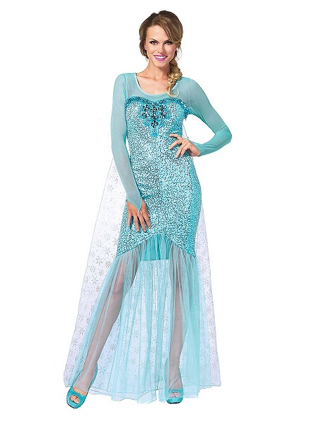 Eiskönigin-Elsa-Kostüm-Kleid-Damen