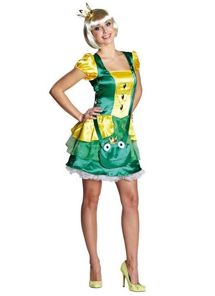 Froschkönig-Kostüm-Damen-Frauen-Erwachsene-Froschkönigin-Kleid