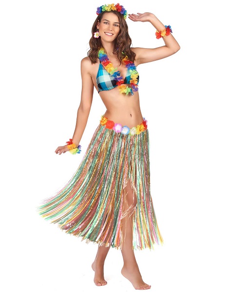 Hawaii-Kostüm-Damen-Frauen-Erwachsene-Bastrock