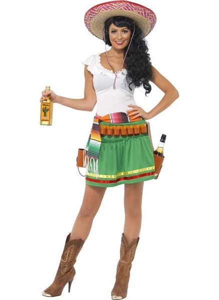 Mexikanerin-Kostüm-Mexikaner-Kostüm-Damen-Frauen-Erwachsene